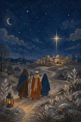 Star of Bethlehem Over Winter Hillside