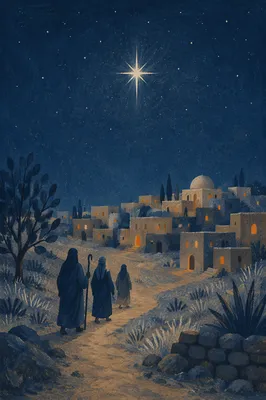 Star of Bethlehem Over Winter Village