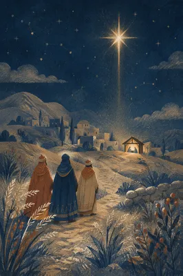 Star of Bethlehem Over Winter Village