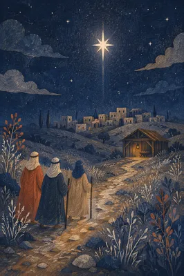 Star of Bethlehem Over Quiet Hillside