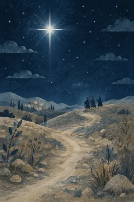 Star of Bethlehem Over Desert Hillside