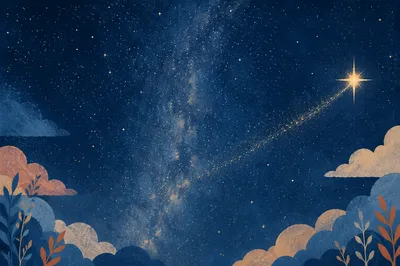 Radiant Bethlehem Star in Indigo Night Sky