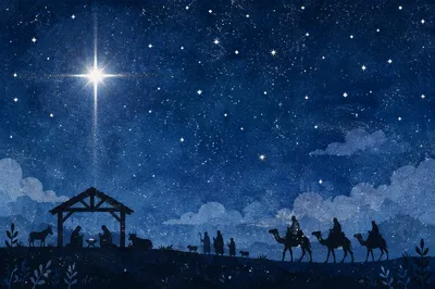 Star of Bethlehem Over Silent Nativity