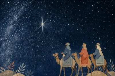 Star of Bethlehem in Winter Night Sky