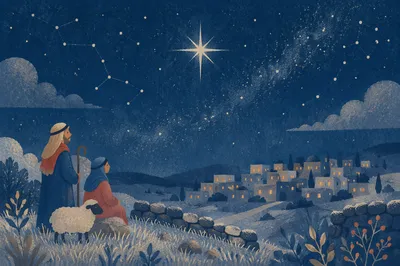 Star of Bethlehem Over Winter Village