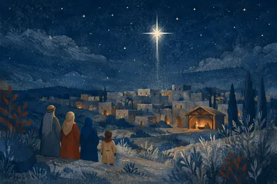 Star of Bethlehem Over Winter Village