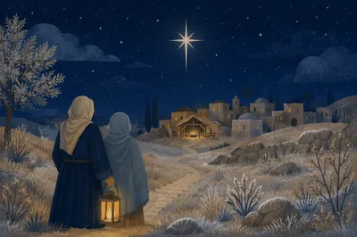 Star of Bethlehem Over Frosted Countryside