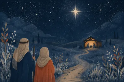 Star of Bethlehem Over Quiet Hillside