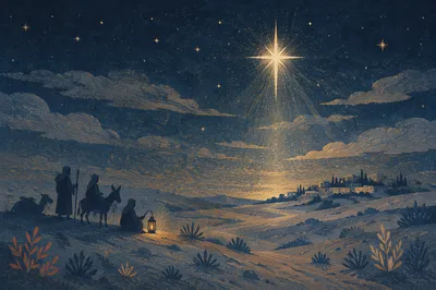 Star of Bethlehem Over Desert Night