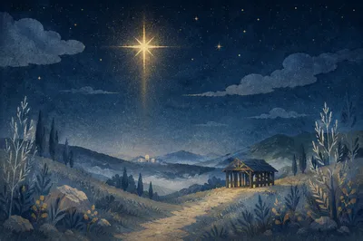 Radiant Star of Bethlehem Winter Night