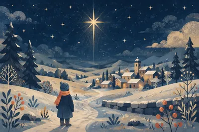 Star of Bethlehem Over Winter Village