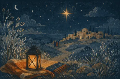 Star of Bethlehem Over Winter Village
