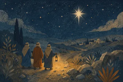 Star of Bethlehem Over Desert Travelers