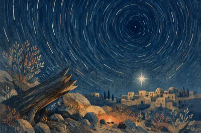 Star of Bethlehem Over Desert Night