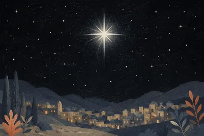 Star of Bethlehem Over Quiet Winter Valley