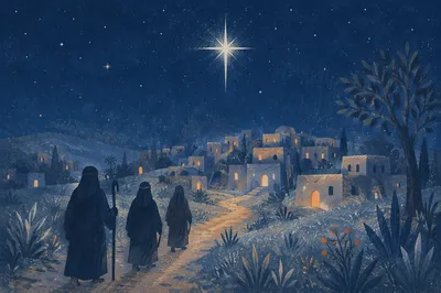 Star of Bethlehem Over Winter Village