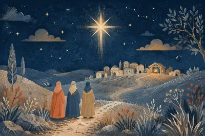 Star of Bethlehem Over Winter Village