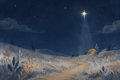 Star of Bethlehem Over Frosty Hillside