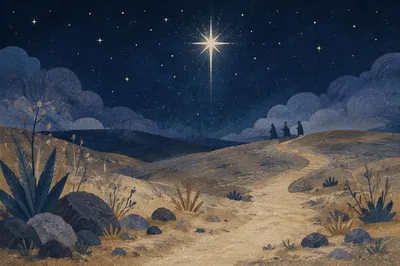 Star of Bethlehem Over Desert Hillside