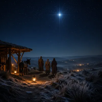 Star of Bethlehem Over Winter Hillside