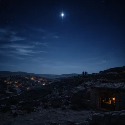 Star of Bethlehem Over Ancient Village