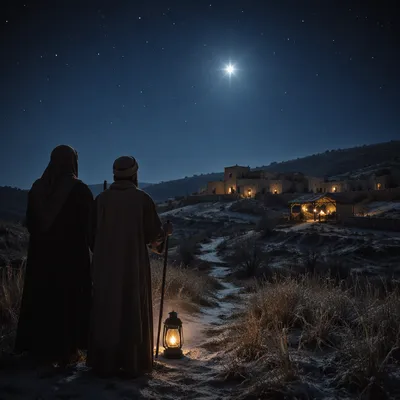 Star of Bethlehem Over Winter Hillside