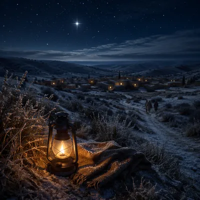 Star of Bethlehem Over Winter Village