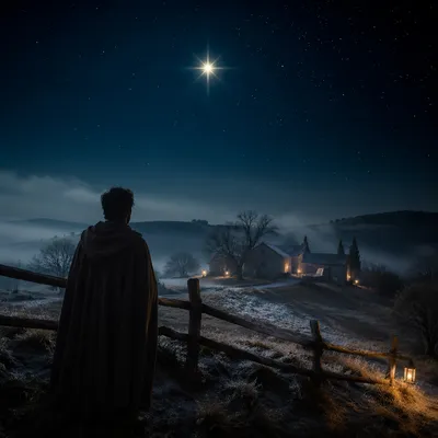Star of Bethlehem Over Winter Countryside