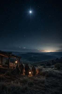 Star of Bethlehem Over Winter Hillside