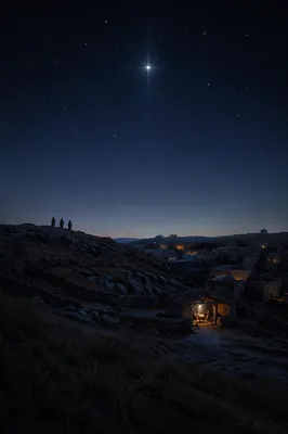 Star of Bethlehem Over Ancient Village