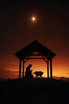 Star of Bethlehem Over Quiet Nativity