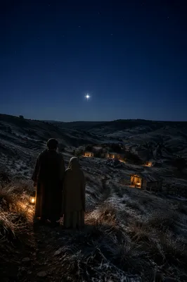 Star of Bethlehem Over Winter Hillside