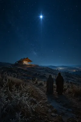 Star of Bethlehem Over Winter Manger Path
