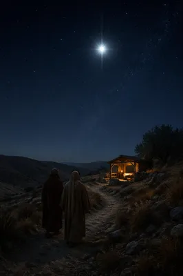 Star of Bethlehem Over Desert Hillside