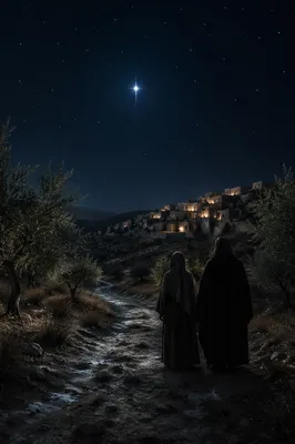 Star of Bethlehem Over Ancient Village