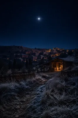 Star of Bethlehem Over Quiet Countryside