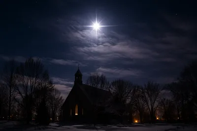 Star of Bethlehem Over Winter Chapel
