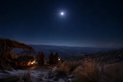 Star of Bethlehem Over Winter Hillside
