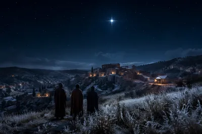 Star of Bethlehem Over Winter Village