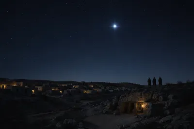 Star of Bethlehem Over Quiet Village