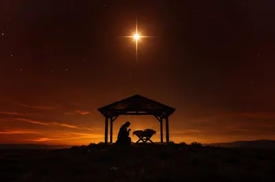 Star of Bethlehem Over Quiet Nativity