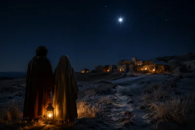 Star of Bethlehem Over Winter Countryside
