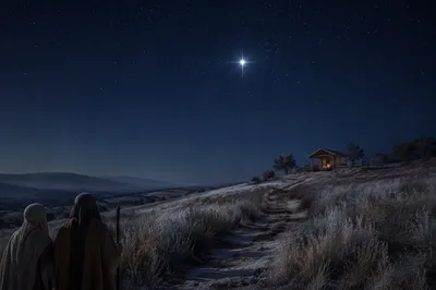 Star of Bethlehem Over Quiet Nativity Hillside