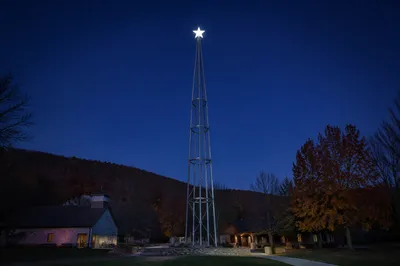 Bethlehem Star Tower Over Rural Chapel
