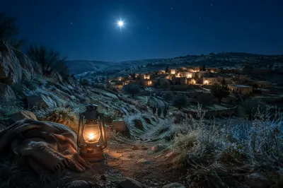 Star of Bethlehem Over Winter Village