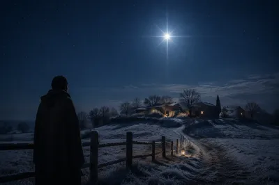 Star of Bethlehem Over Winter Hillside