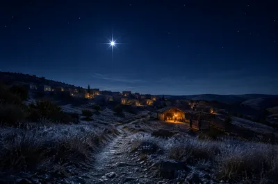 Star of Bethlehem Over Quiet Hillside