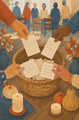 Autumn Stewardship Sunday Offering Basket Scene