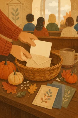 Autumn Stewardship Sunday Offering Basket Scene
