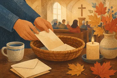 Autumn Stewardship Pledge Card Offering Scene